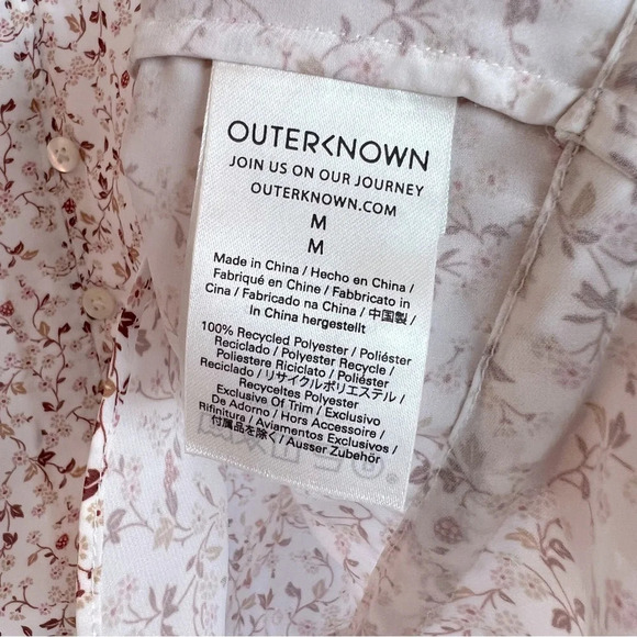 Outerknown Ditsy Floral Long Sleeve Blouse Cream Medium Feminine Spring Office - Picture 6 of 6